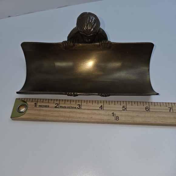 Vintage Dango Pen Tray, Bronze Monkey Pen Holder - Picture 6 of 11